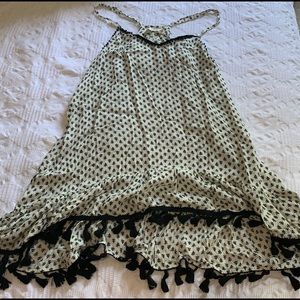 black and white tassel tank top